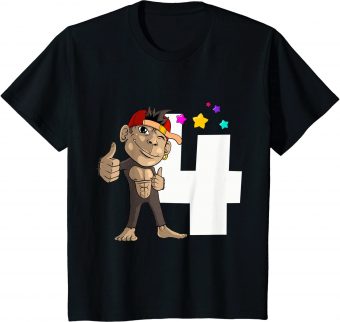 4_ Geburtstag Affe 4 Jahre alt - Standard T-Shirt