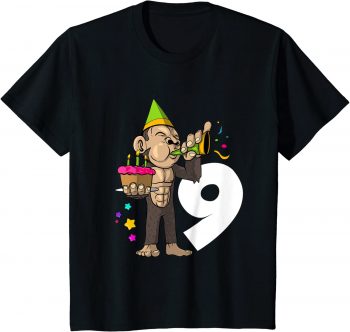 9. Geburtstag Affe Geburtstagsshirt