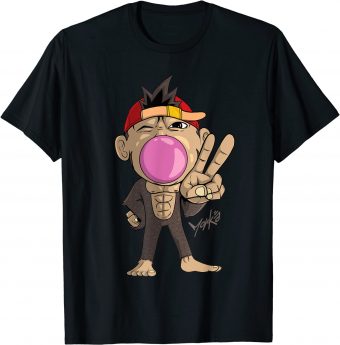 Süßer Affe macht eine Kaugummiblase - Standard T-Shirt-productor-mockup